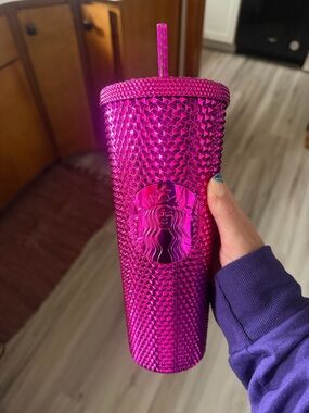 Starbucks Metallic Fuchsia Studded Tumbler with Straw